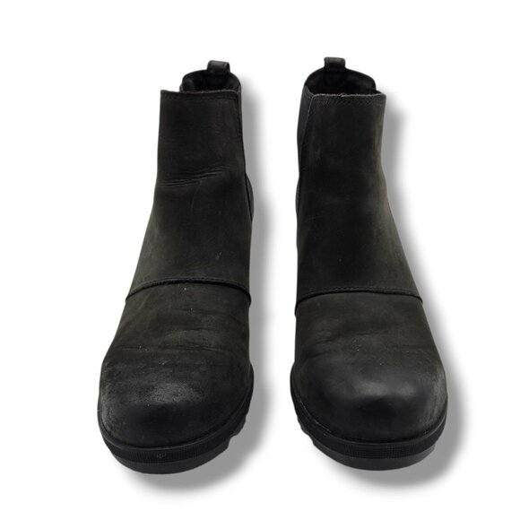 Sorel Joan of Arctic Wedge ll Chelsea Boots Womens 8.5 Black Waterproof Leather - Picture 3 of 8